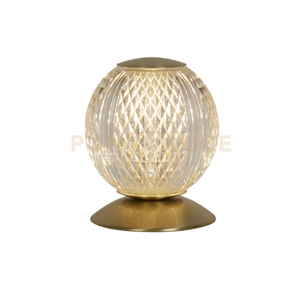 Lampada da tavolo Allure, metallo ottone satinato e acrilico trasparente
