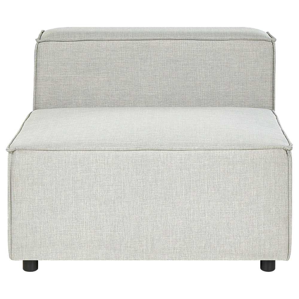 Poltrona modulare 1 posto rivestimento lino grigio e gambe nere soggiorno stile moderno