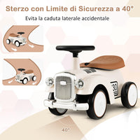 Macchinina Cavalcabile a Spinta per Bambini, Macchinina Giocattolo con Spazio di Archiviazione Ruote e Adesivi, Regalo per Bambini 18-36 Mesi (Bianco)