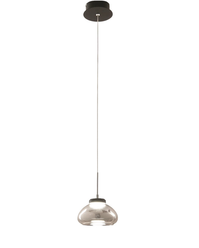 Arabella - Lampada a sospensione singola di Fabas Luce - Led 8W - Lampada da soffitto Diametro 14cm Fumè