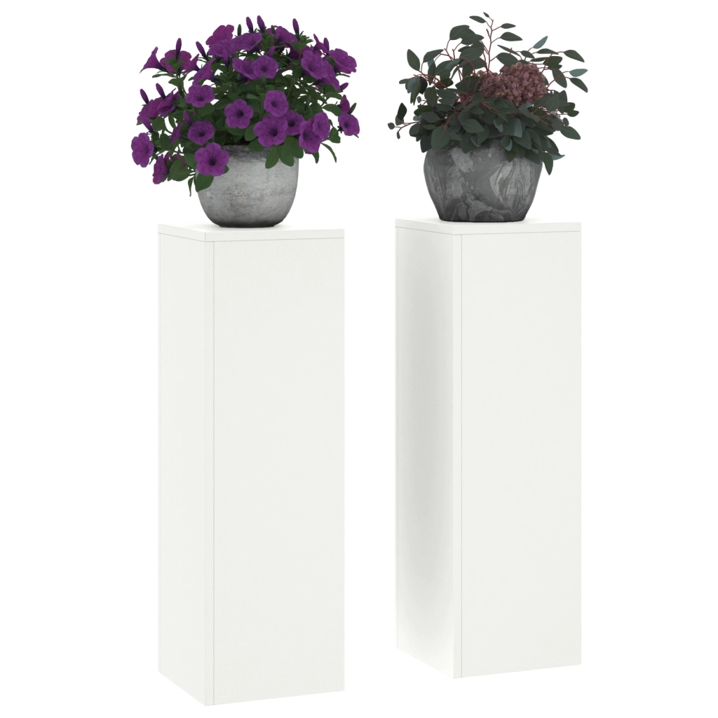 Supporti Piante da Esterno Pillar 2 pcs Bianco 24x24x75 cm Acciaio