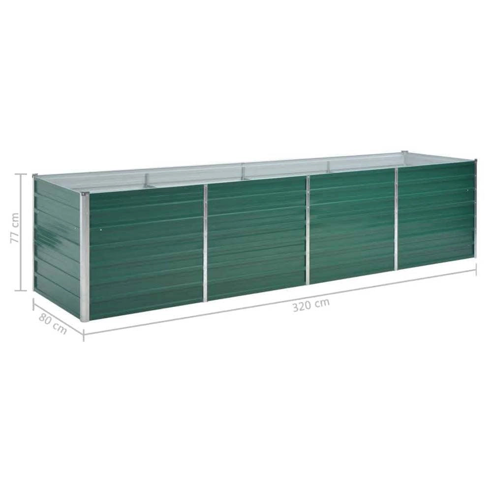 Garden Raised Bed Galvanized Steel 320x80x77 Cm Green