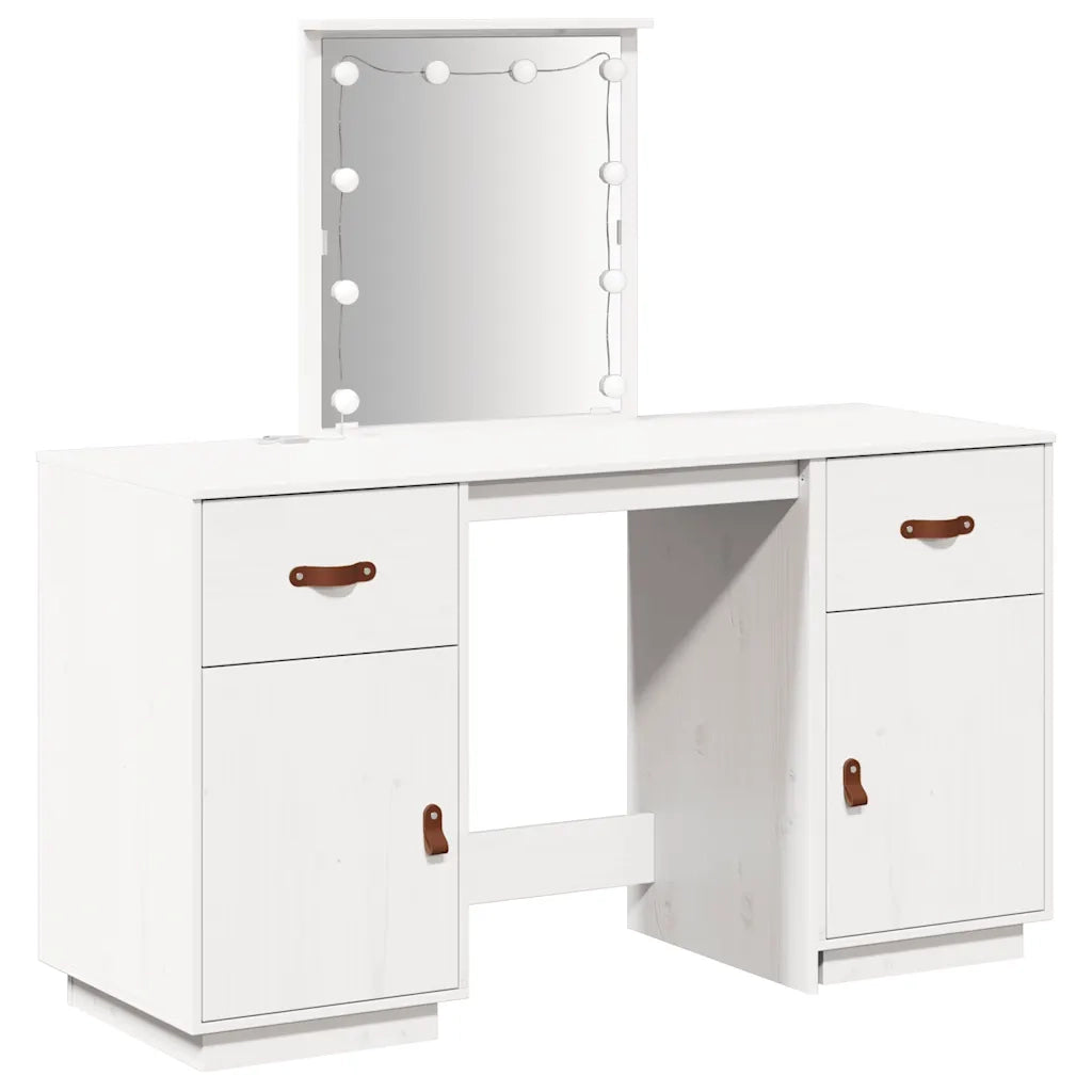 Set Toeletta con LED Bianco in Legno Massello di Pino