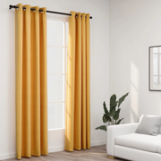 Tende Oscuranti Effetto Lino con Occhielli 2pz Gialle 140x245cm 321194