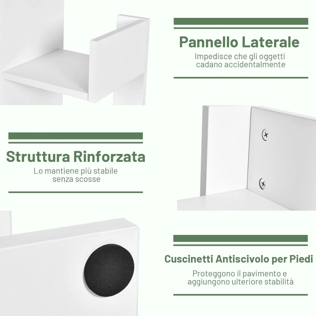Libreria Multiuso da Terra, Libreria ad Albero con 8 Ripiani, Scaffale in Legno per Libri, Ideale per Soggiorno, Ufficio, 50 x 25 x 145 cm (Bianco)