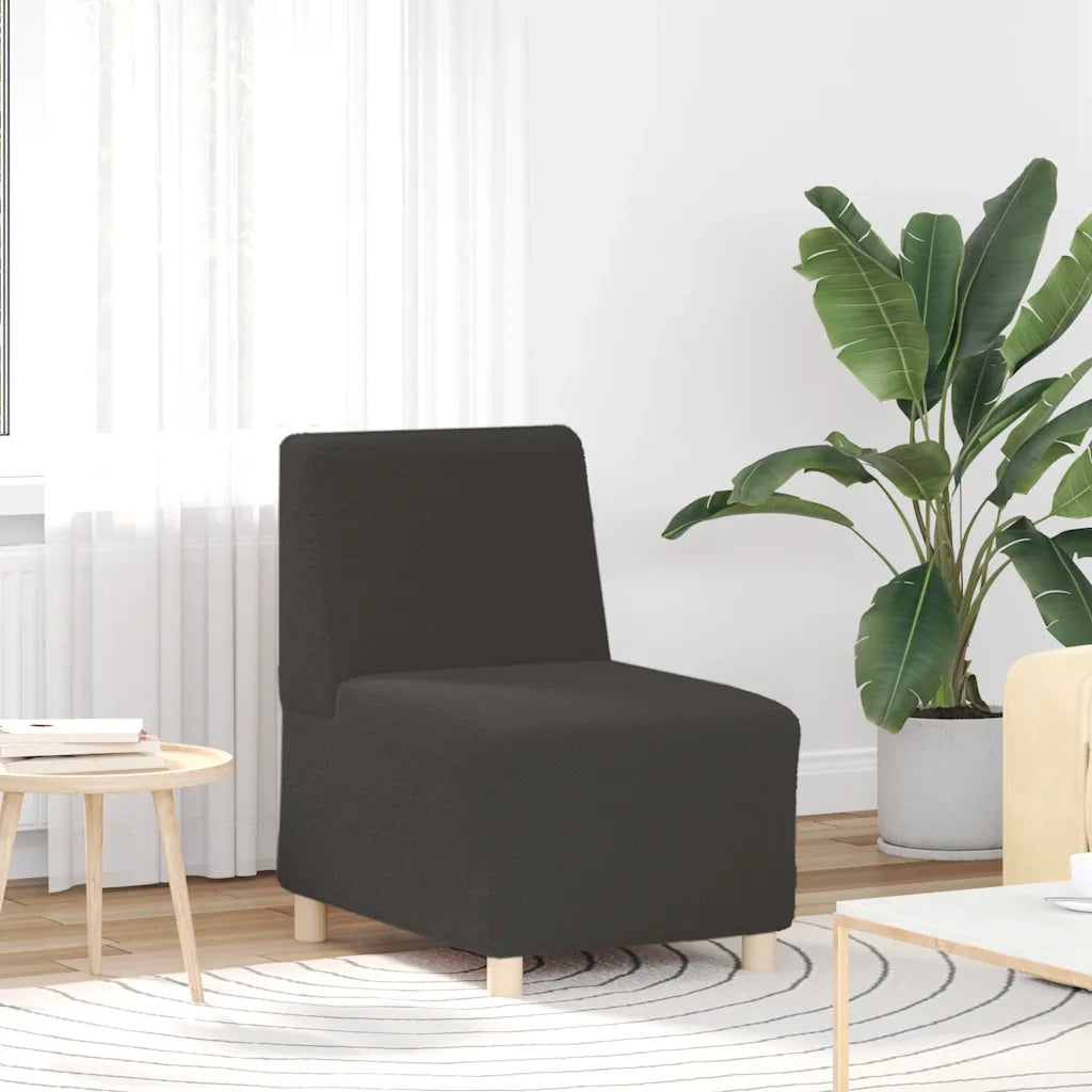 Divano Sedia senza Braccioli Grigio Scuro 55 cm Tessuto Riccio Simile alla Lana