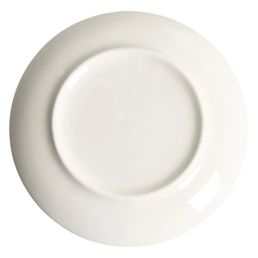 Set da 12 stoviglie in porcellana con bordi decorativi bianco sporco e verde finitura smaltata trasparente per cucina e sala da pranzo