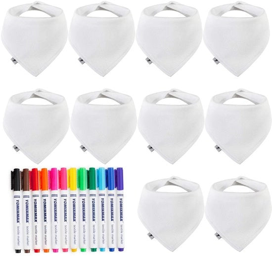 Otturatori per Bambini a Strisce Bianche per Sfumature a Forma di Triangolo 10 Tovaglioli di Lino e 12 Stilografiche a Matita di Alta Qualità per Progetti DIY e Pittura Ideali per Feste di Benvenuto dei Bambini