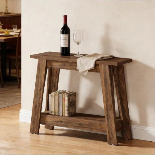 Consolle con 2 ripiani aperti salvaspazio per ingresso e dietro divano in MDF marrone rustico 105 × 30 × 80 cm
