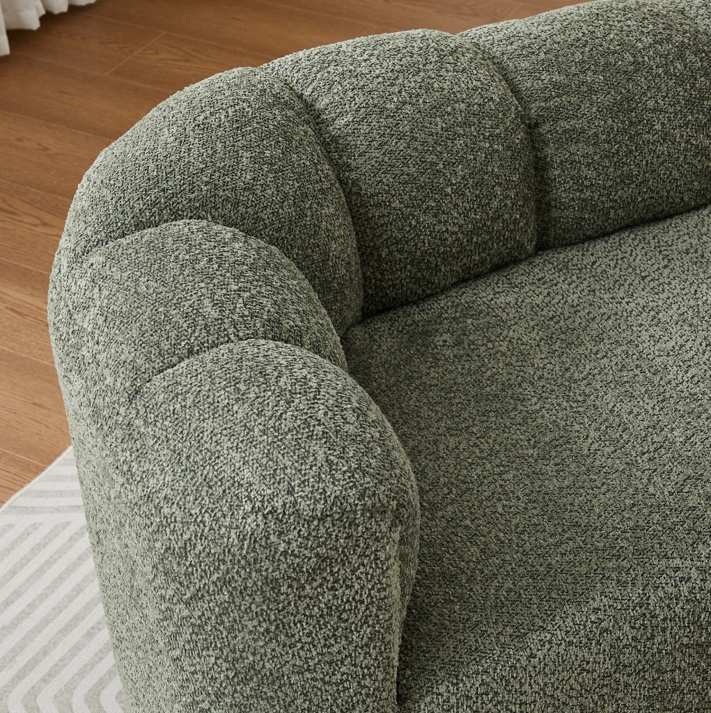 Chaise longue senza braccioli con schienale ondulato in ciniglia verde