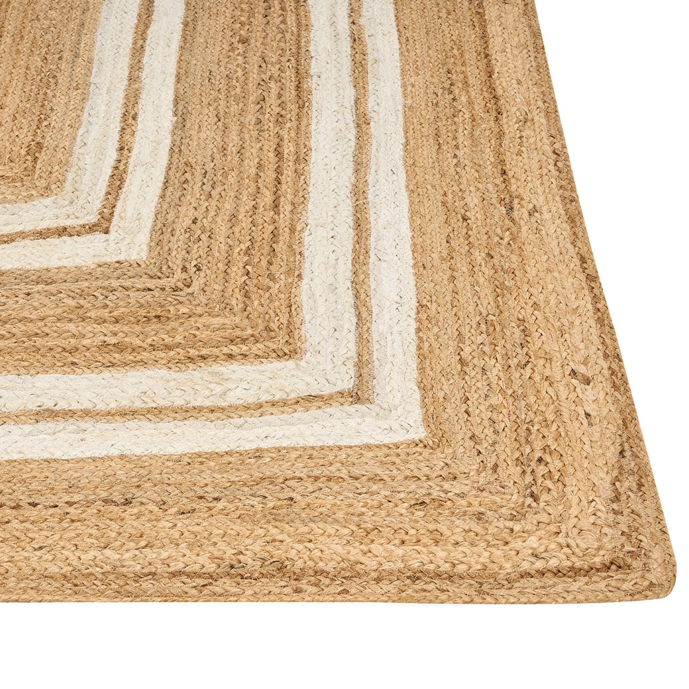 Tappeto di iuta naturale intrecciata con motivo geometrico Beige 200 x 300 cm stile boho camera da letto soggiorno