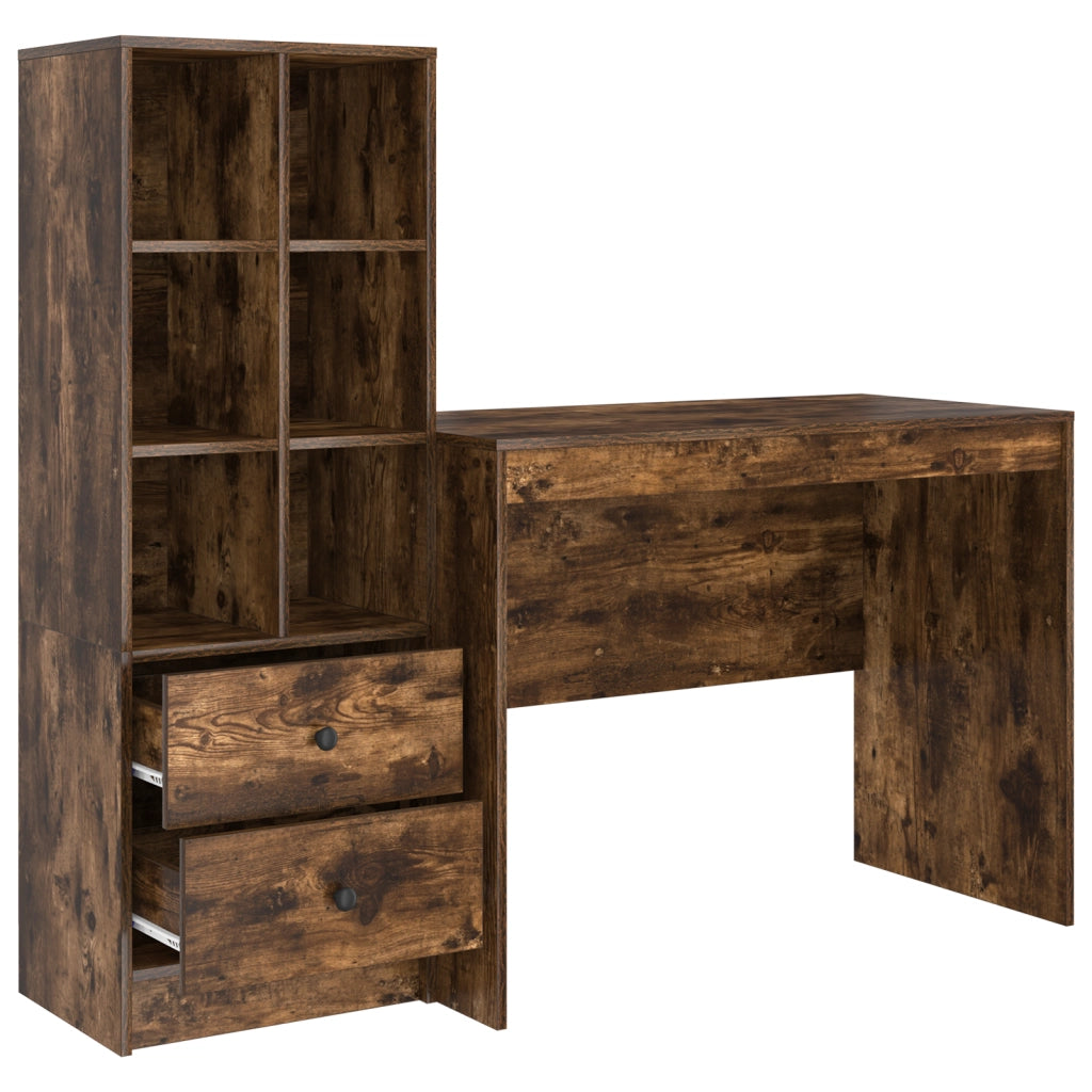 Scrivania con Contenitore Quercia Affumicata Legno Ingegnerizzato