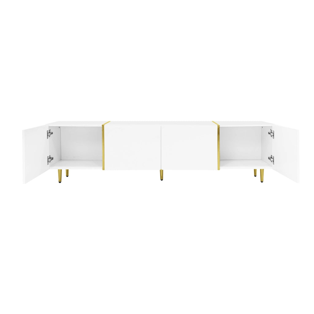 Mobile TV con 4 Ante e Cerniere Soft-Close; Finitura Laccata Lucida; in MDF; 170??35??46 cm; Bianco