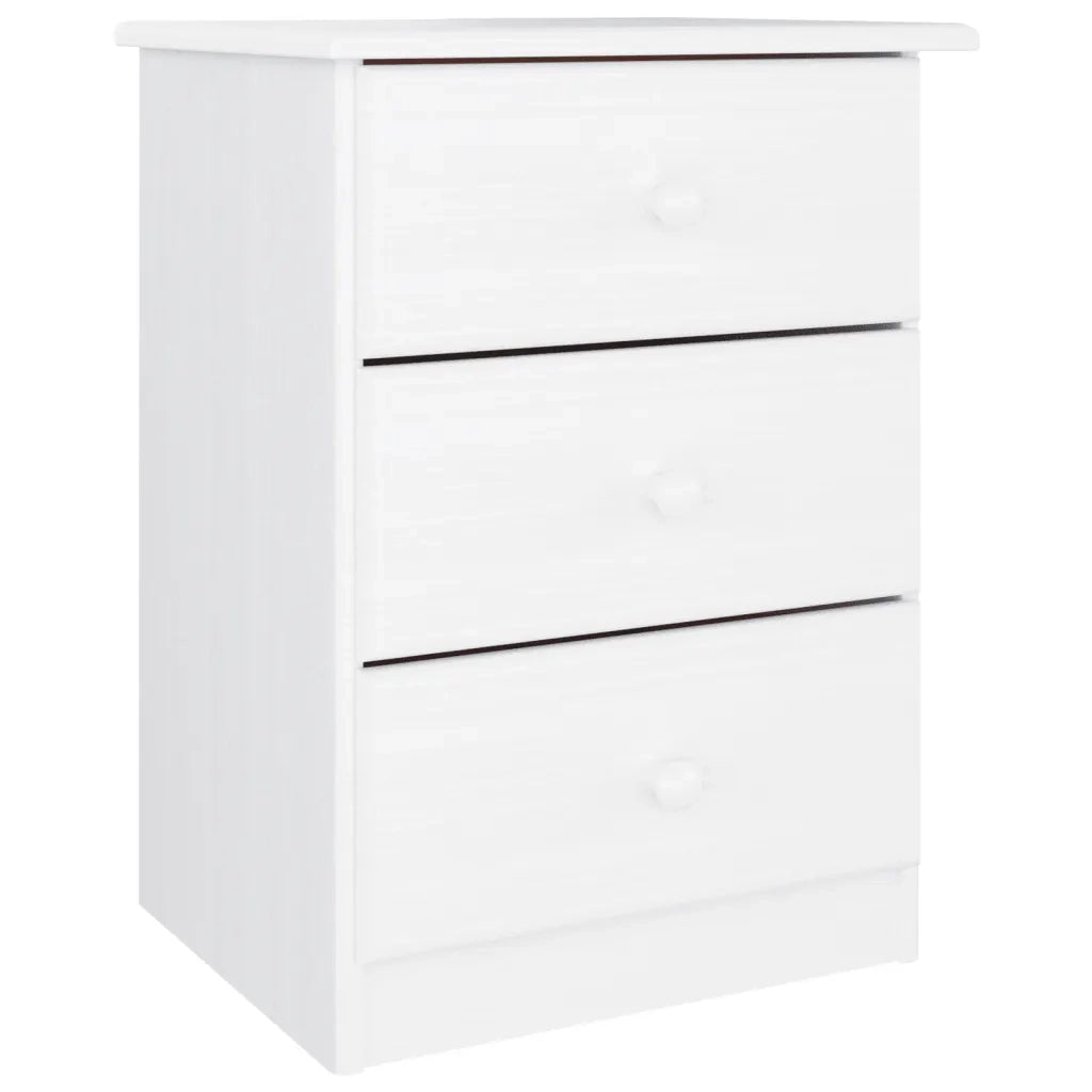 Comodino | Armadio da Notte | Mobiletto da notte ALTA Bianco 41x35x55,5 cm in Legno Massello di Pino