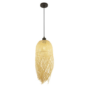 Sospensione Contemporanea Bali Legno Nero Marrone 1 Luce E27