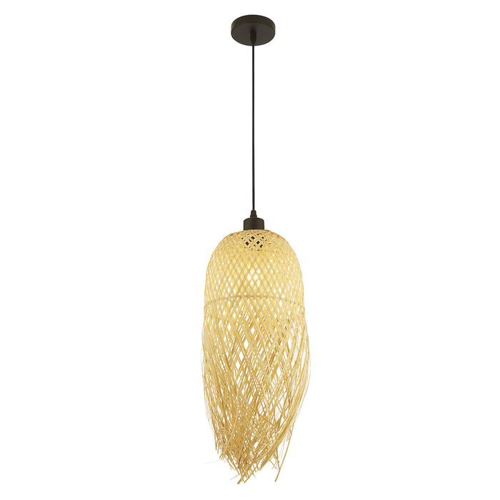 Sospensione Contemporanea Bali Legno Nero Marrone 1 Luce E27