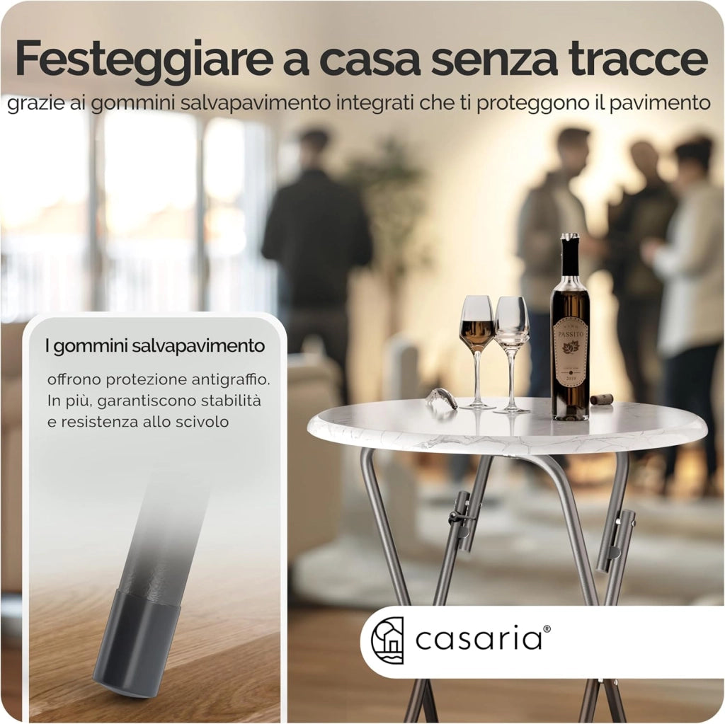 ® Set 2 Tavoli da Bar Pieghevoli 110cm Ø 60cm Tavolino Appoggio Tavolo da Cocktail Alto Rotondo Giardino Bianco