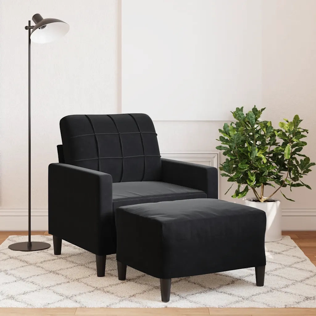Poltrona | Sedia Relax con Poggiapiedi Nero 60 cm in Velluto