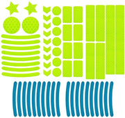 Tape di sicurezza riflettente 62 pezzi - Strisce riflettenti idrorepellenti - Strisce riflettenti autoadesive - Migliorata visibilità - Materiale resistente agli urti - Tecnologia di riflessione a prisma - Etichette riflettenti
