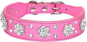 Collare per cani con strass in pelle sintetica flessibile, diametro 2,5 cm, lunghezza totale 43 cm, taglia L.