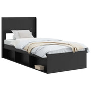 Letto singolo | Letto per adulti | Struttura del letto con stoccaggio e testata Nero 75 x 190 cm