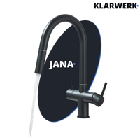 Jana | Raccordo estensibile premium a 3 vie grigio titanio opaco | Rubinetto osmosi da cucina in acciaio inox |. Filtro 3 connessioni ad arco alto