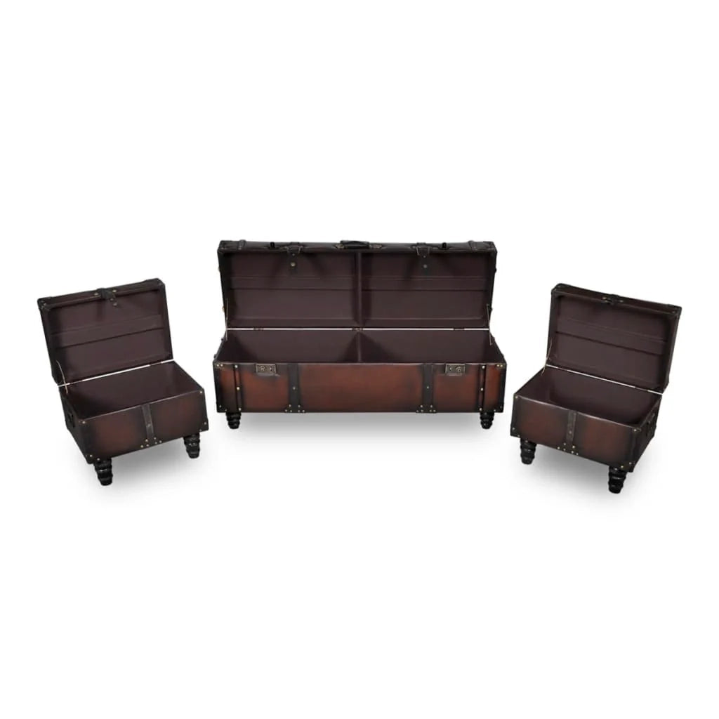 Set di 3 panche portaoggetti marroni 02_0010846