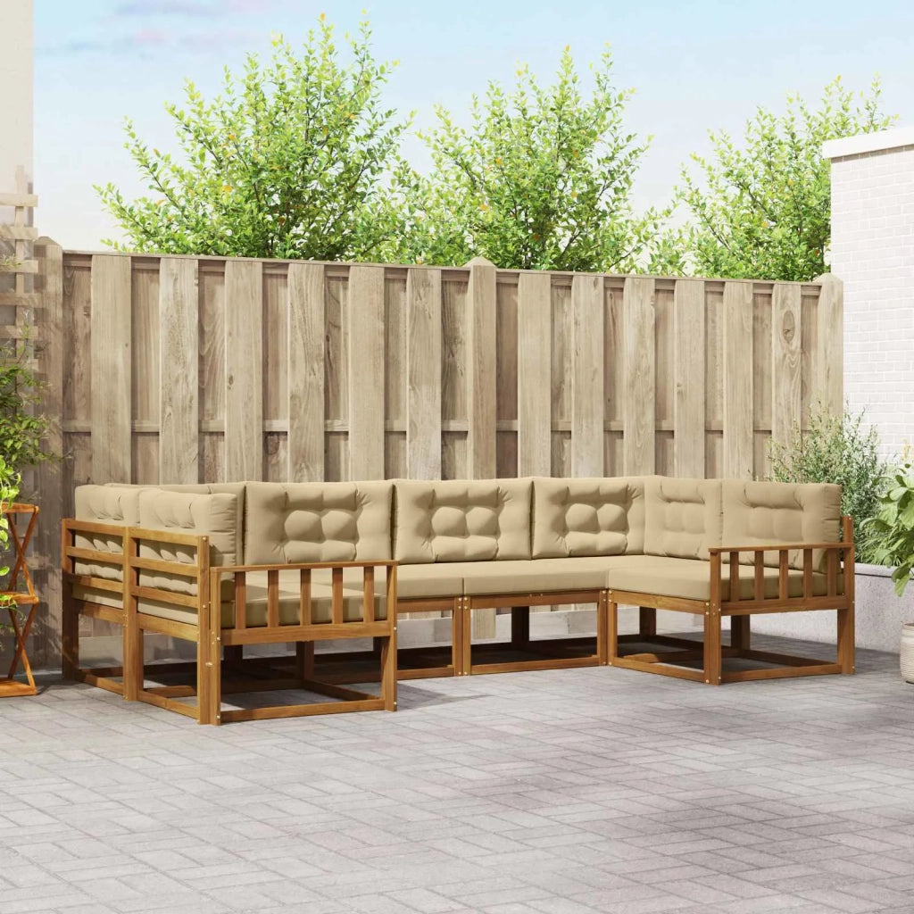 Set di divani da esterno con cuscino 6 pcs Naturale e Beige