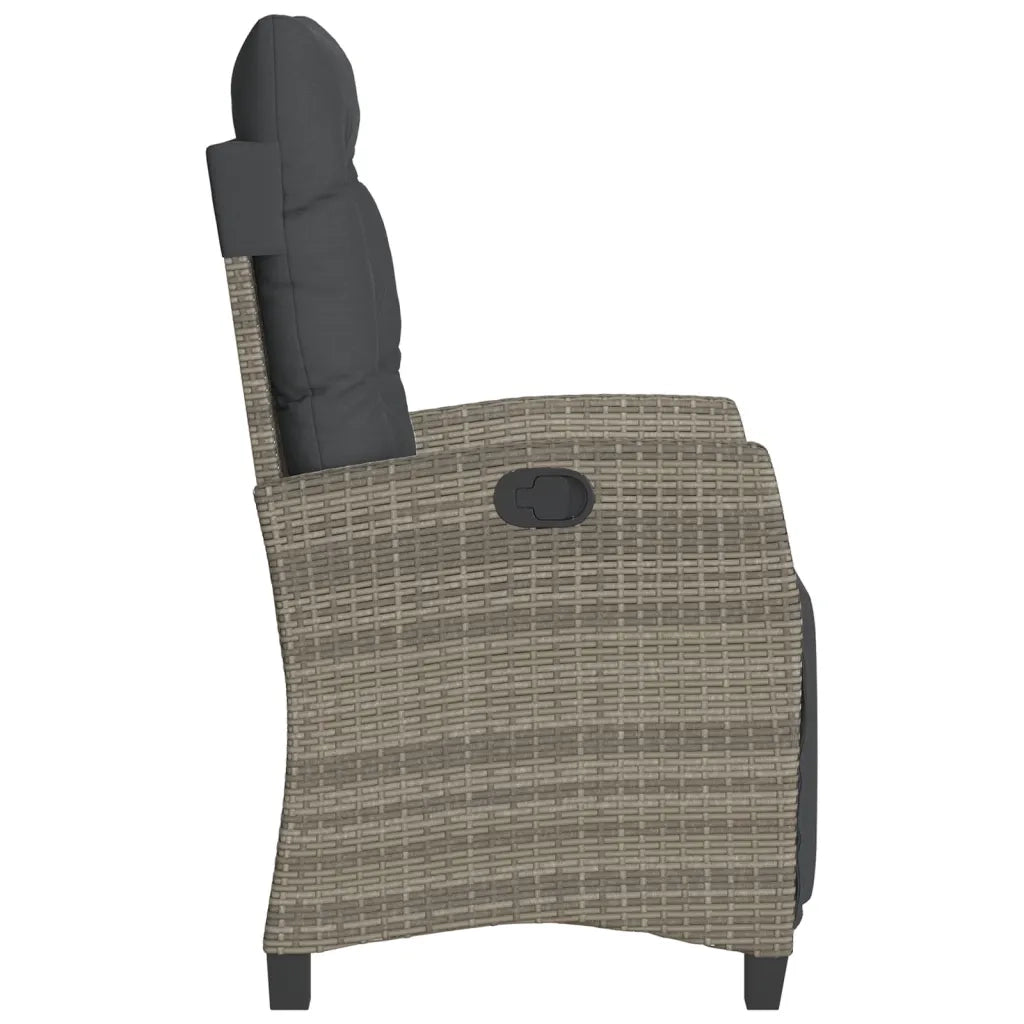 Sedia Reclinabile da Giardino con Poggiapiedi Grigia Polyrattan 365235