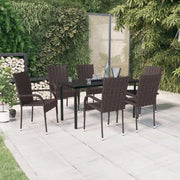 Set da Pranzo per Giardino 7 pz con Cuscini Marrone e Nero cod mxl 42242