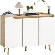 Credenza Moderna a 3 Ante con 5 Gambe in Legno ¨C Zephmum ¨C 107x35x76.5 cm Bianco Rovere