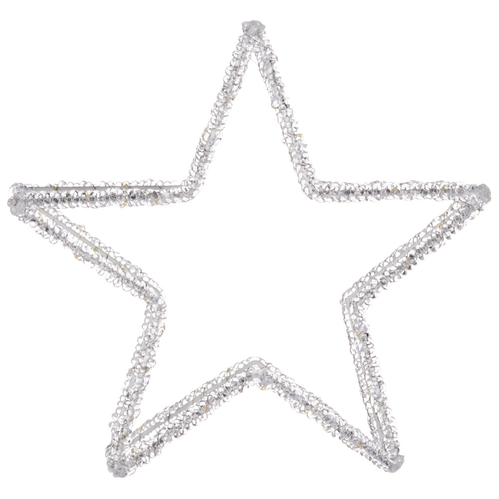 Decorazione natalizia a LED stella per interni ed esterni luci LED illuminazione in metallo bianco Simo accessorio di Natale