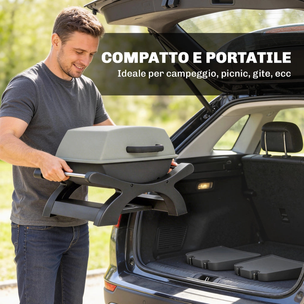 Barbecue Elettrico Portatile da Tavolo 2300W con Ripiani Laterali ¨C zephmum ¨C Nero