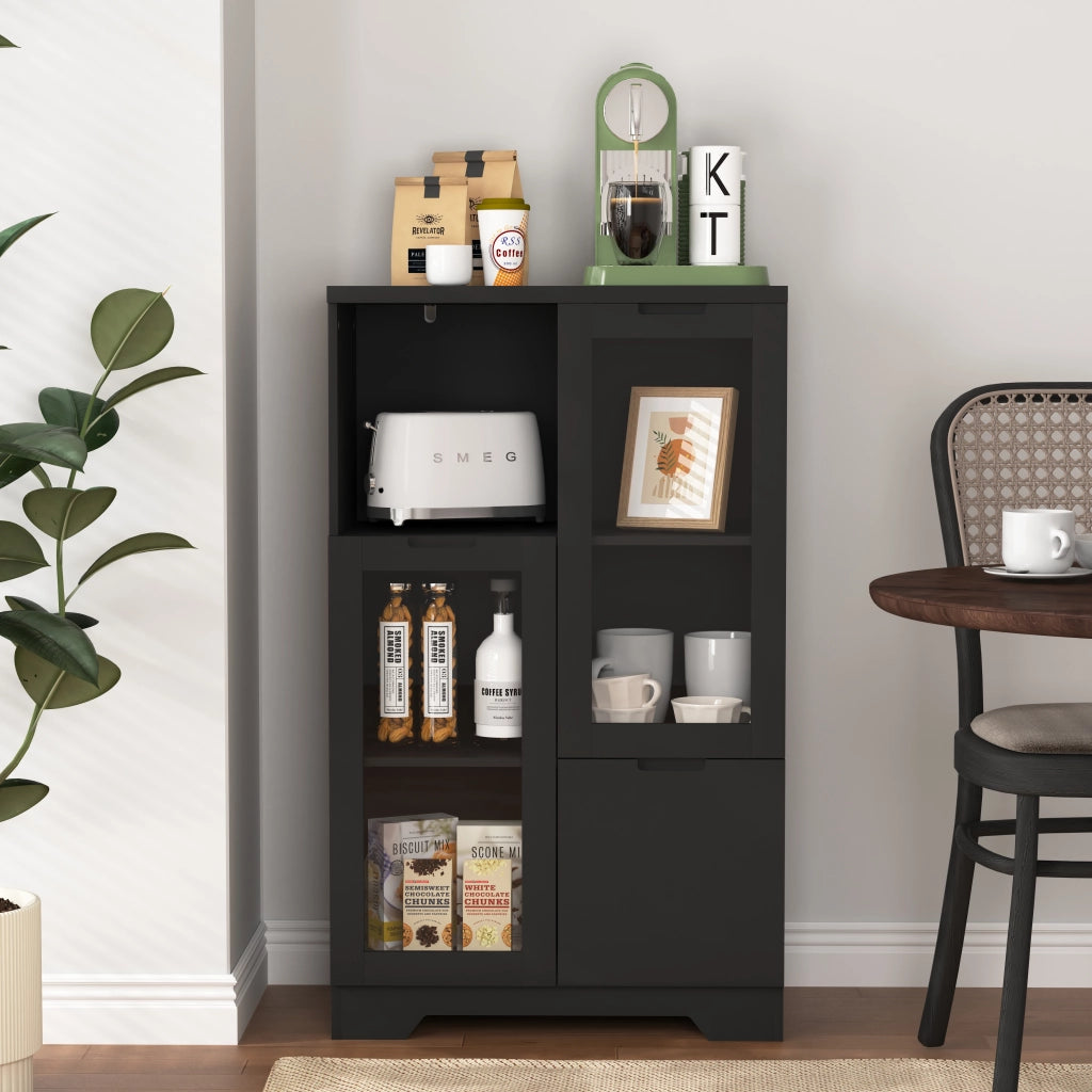 Mobile con Ante in Vetro e Cassetto ¨C MINIMAL ¨C MDF Laccato Nero