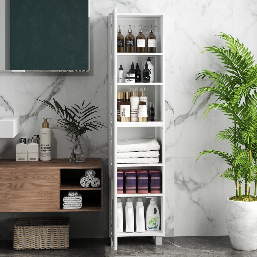 Mobile a Colonna da Bagno con 2 Armadietti 40x30x167,5 cm Bianco