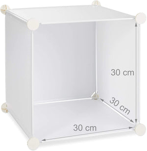 Armadio guardaroba con scaffale cubo 15 scarpiere in plastica componibili bianco 13_0001075_2
