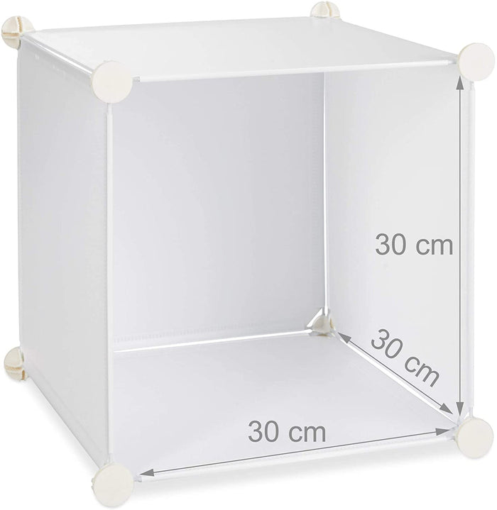 Armadio guardaroba con scaffale cubo 15 scarpiere in plastica componibili bianco 13_0001075_2