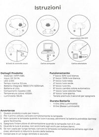 Lampada Touch Led Panda Regolabile Abat Jour Cameretta Comodino Bambini No Fili Ricarica Usb Bianco