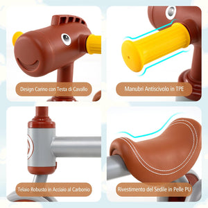 Bicicletta Senza Pedali per Bambini, Bici Equilibrio per Bambini con Sedile in Pelle Aritificiale e Ruote in Schiuma EVA, Bike per Bambini 18-36 Mesi, Portata 25 kg