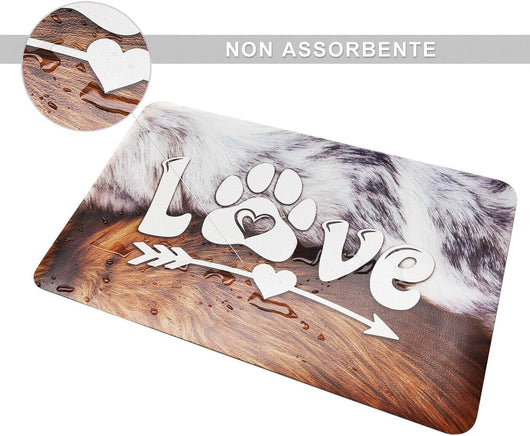 Tappeto Sottociotola Tovaglietta 38x60 cm Pvc Impermeabile Antisfilo Antiscivolo Cane Gatto Dis.D