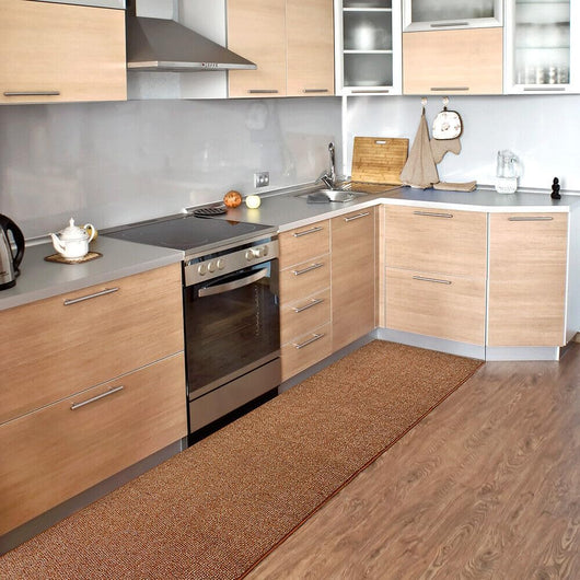 Tappeto Cucina 50x75 cm Tessitura Piatta Antiscivolo Multiuso Corsia Corridoio Made In Italy Marrone