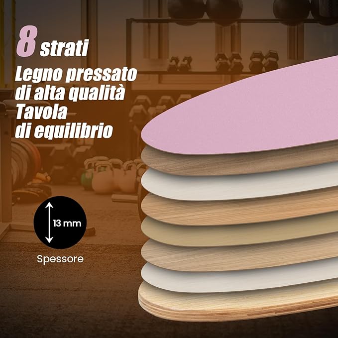 Balance Board in Legno, Tavola di Equilibrio con Rullo e Tappetino per Allenamento Skateboard Hockey Snowboard Surfing, Attrezzi 3 in 1 per Esercizi Equilibrio e Tonificazione Core