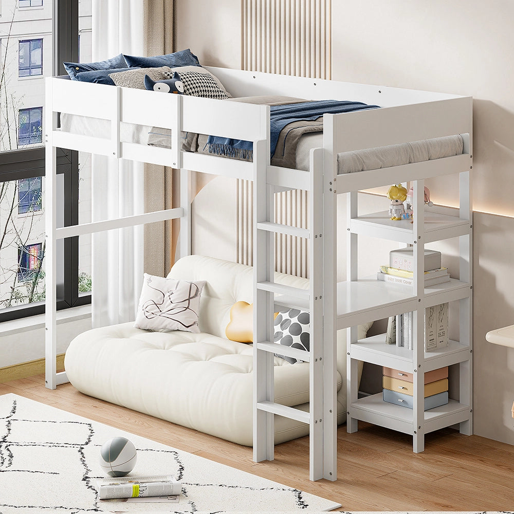 Letto singolo 90x200 cm - Xylo - Cornice in pino massiccio, bianco