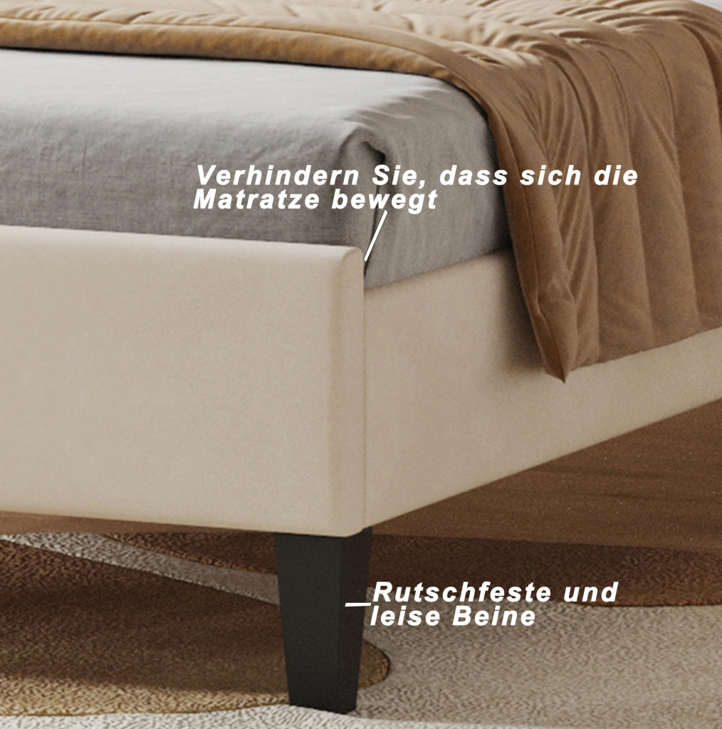 Letto imbottito 90x200 cm con testiera floreale beige