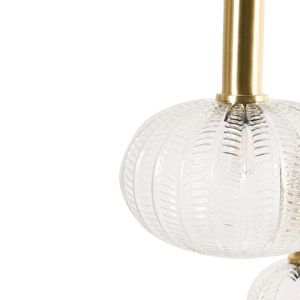 Lampadario a sospensione a 3 luci con paralume in vetro e base in metallo stile retrò trasparente