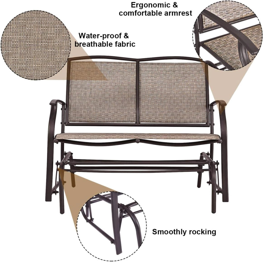 Giantex OP3100 - Panca aliante per patio, colore: marrone, 104 x 71 x 94 cm (lunghezza x larghezza x altezza)