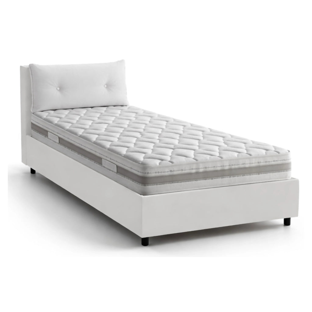Arcisate, Letto Singolo Materasso Incluso Made in Italy, Bianco