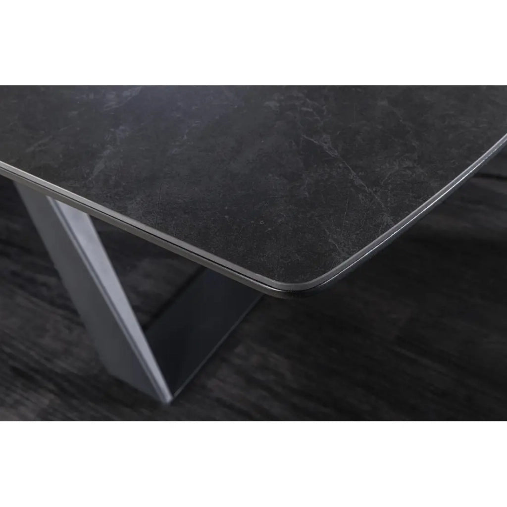 Tavolo da pranzo allungabile OBLIKA 180-230 cm – Ceramica nera e metallo