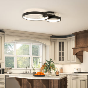 Plafoniera LED Moderna a 3 Anelli 59x8x7,4 cm Potenza 40W in Alluminio e Acrilico Nero