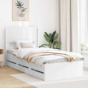 Struttura del letto con stoccaggio e testata Bianco 75 x 190 cm 3414347